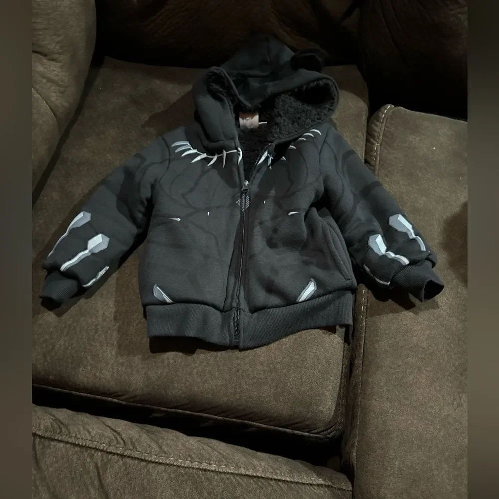 Marvel‎ Black Panther Hoodie Jacket Boy Toddler  3T Disney Zip Front